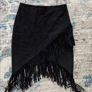 COPY - Faux suede fringe skirt